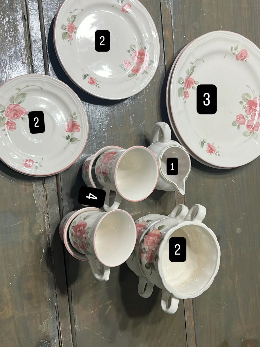 Gibson Pink and White Rose Ceramic Tea Set